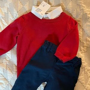 H&M baby boys chino and cotton sweater set NWT